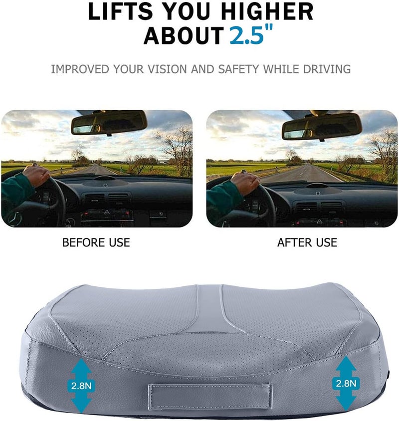 QYILAY Leather Car Memory Foam Heightening Seat Cushion for Short People Driving, Hip(Coccyx/Tailbone) and Lower Back Pain Relief, Adult Booster Seat for Car, Truck,SUV,Office Chair,Wheelchair. - Image 2